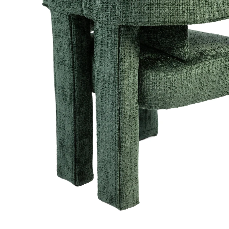 Modern Lounge Chair Set of 2 with Hollow Armrest Design, Cushions and Pillows, 60x44x65 cm, Emerald