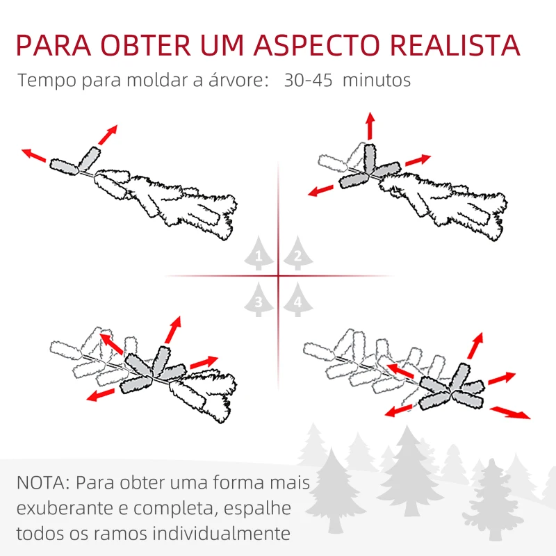 HOMCOM Árvore de Natal Artificial 210 cm com 793 Ramo e Suporte de Aço Árvore de Natal para Sala de Estar Interior Verde