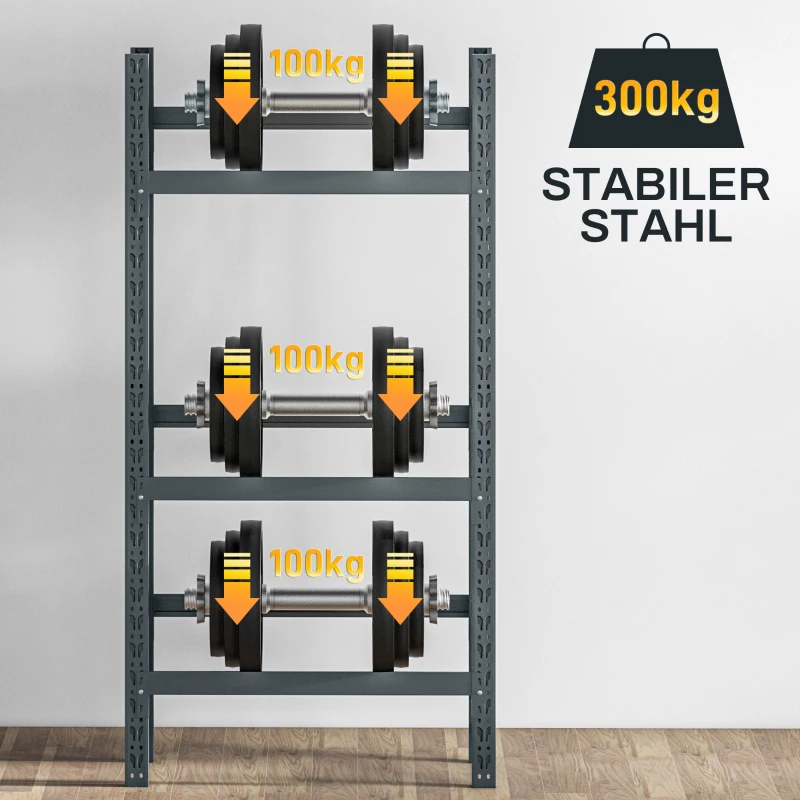 HOMCOM Regał na skrzynki napojów, 3-poziomowy, pokryta stal, szybki montaż, Szary, 80x30x160 cm