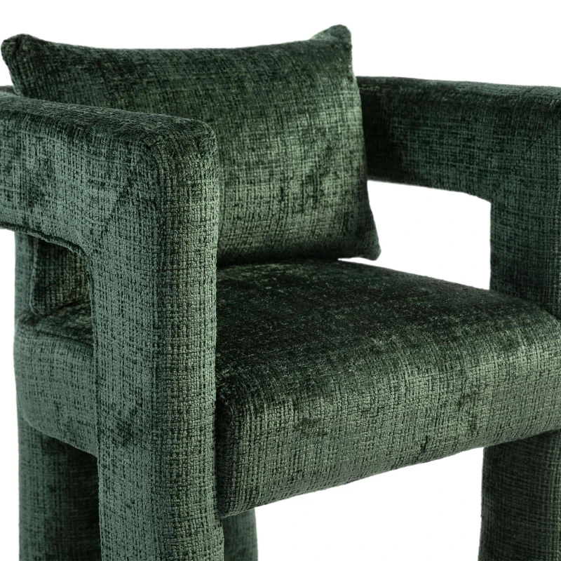 Modern Lounge Chair Set of 2 with Hollow Armrest Design, Cushions and Pillows, 60x44x65 cm, Emerald