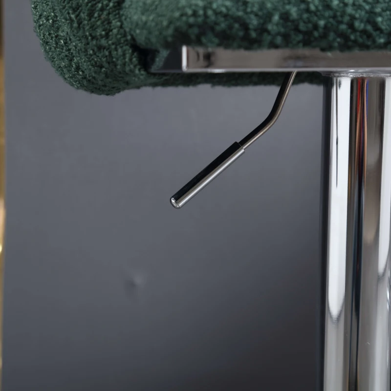 Set of 2 Kitchen Bar Stools with Woven Backs and Silver Base, Height Adjustable Bar Chairs, for Kitchen Island and Pub, 53x51x87 cm, Emerald