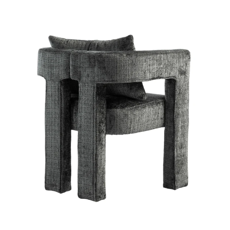 Set of 2 Modern Sofa Chair with Hollow Armrest Design, Cushions and Pillows, 60x44x65 cm, Dark Gray