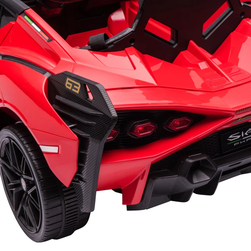 HOMCOM kindervoertuig 2 rijmodi Lamborghini SIAN SUV auto speelgoed elektrische auto met afstandsbediening extra brede banden muziek (MP3 / USB) licht 3–5 jaar PP metaal rood 108 x 62 x 40 cm