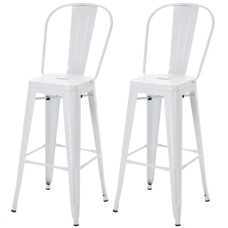 HOMCOM Set 2 Taburete de Bucătărie cu Spătar Detașabil și Reazem pentru Picioare, 44x49x116 cm, Roșu