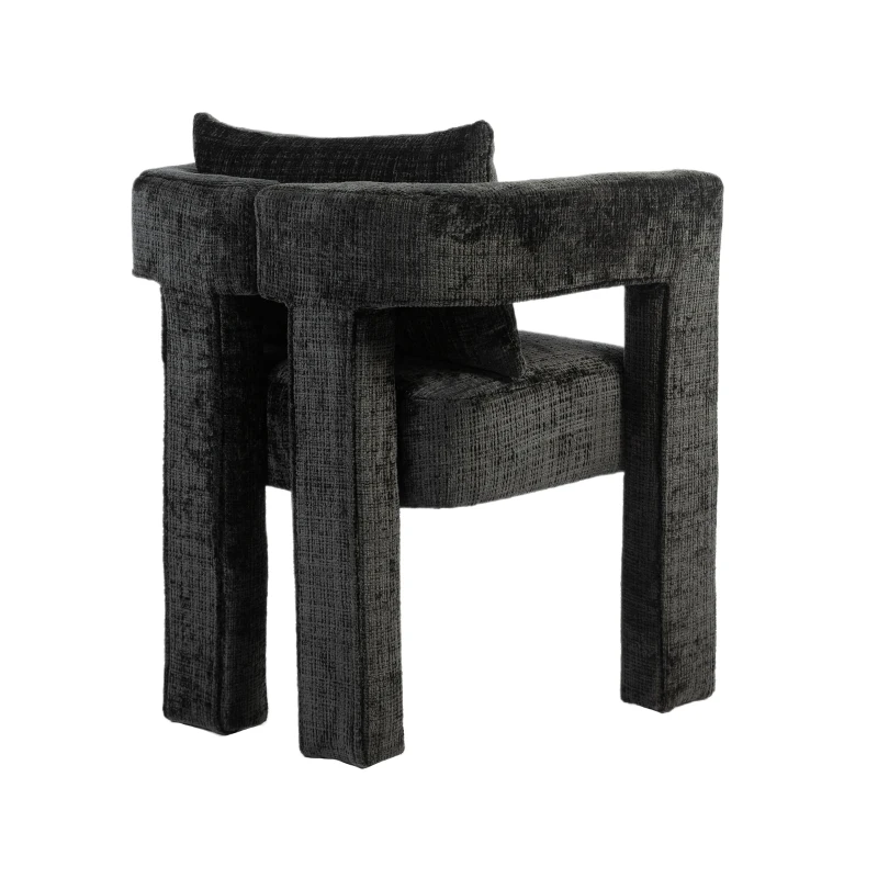 Set of 2 Lounge Chair with Hollow Armrest, Comfortable Cushions and Pillows, Occasional Accent Armchair for Sitting Room, 60x44x65 cm, Black