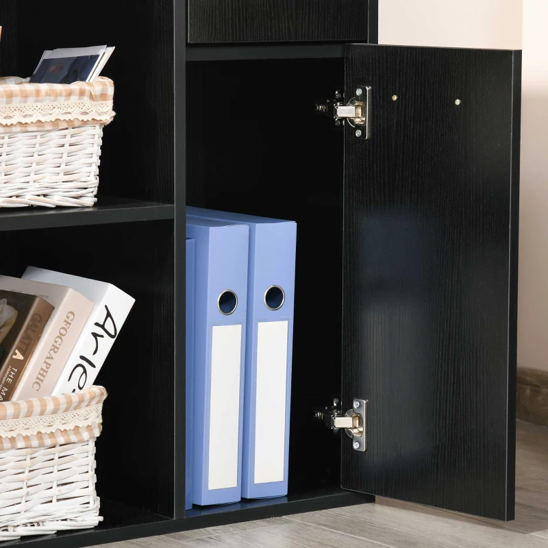 Homcom Birou Colt 117×82×74 cm – Negru cu 2 Sertare & 2 Rafturi(m-8)
