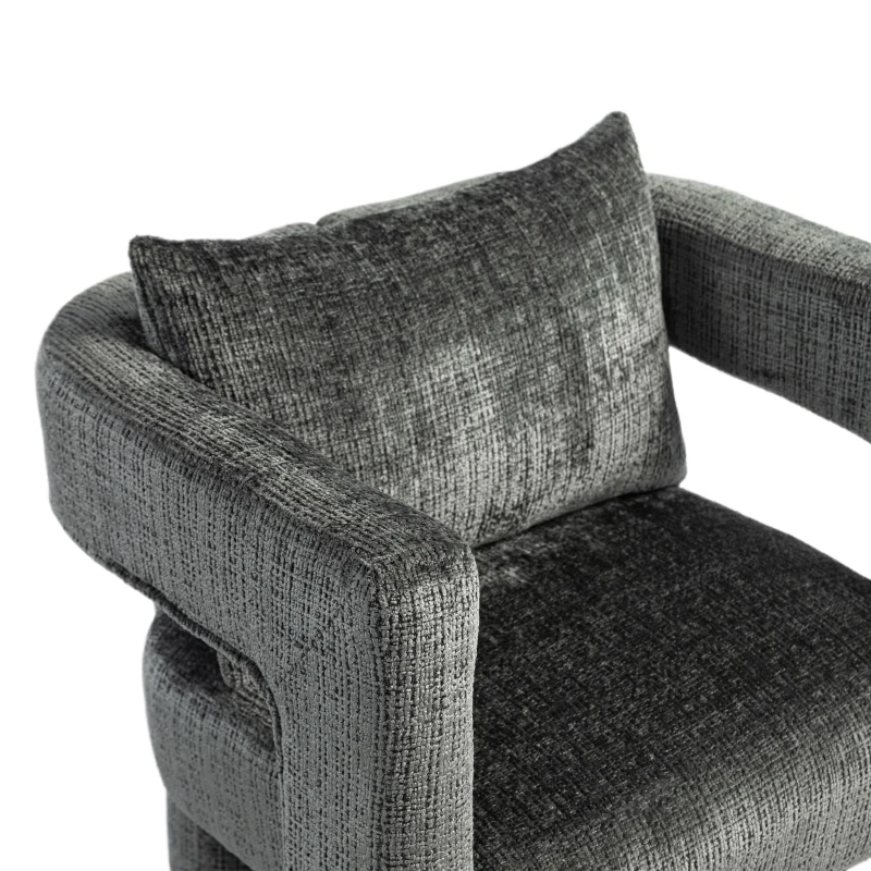 Set of 2 Modern Sofa Chair with Hollow Armrest Design, Cushions and Pillows, 60x44x65 cm, Dark Gray