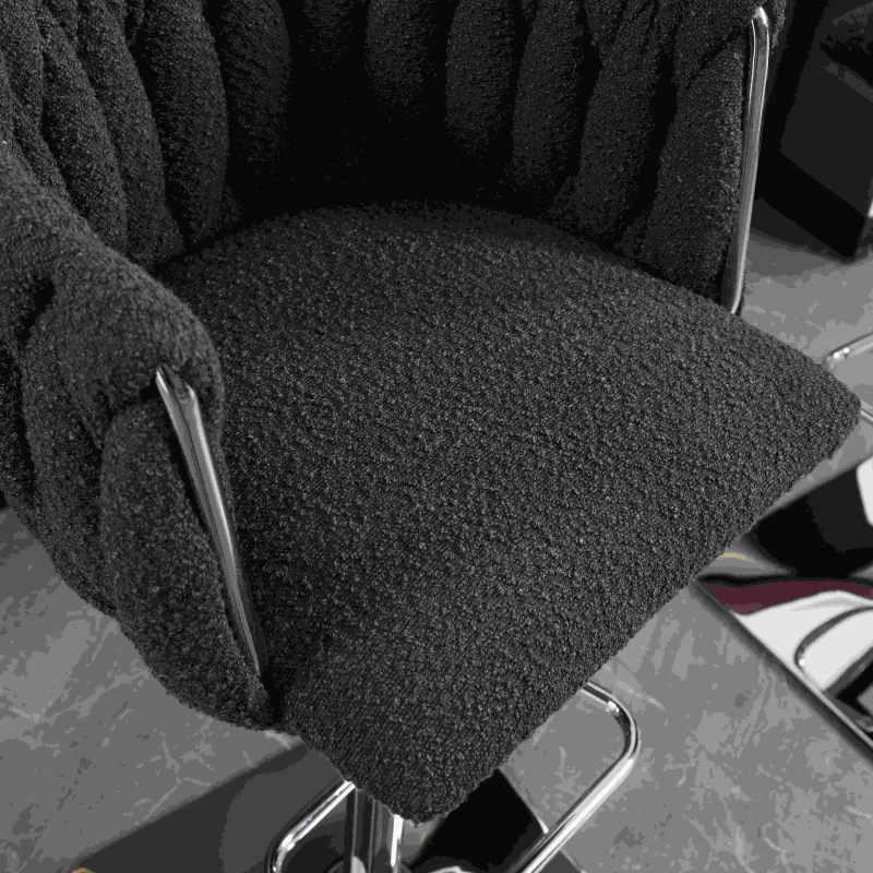 Set of 2 Adjustable Upholstered Swivel Kitchen Stools with Silver Base, Bar Stools with Backs for Kitchen Island, Pub, 53x51x87 cm, Black