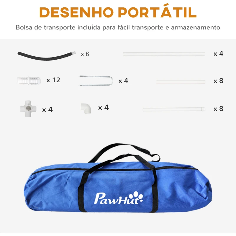 PawHut Conjunto de Treino de Agilidade para Cães de 4 Peças com Bolsa de Transporte 89x69x99 cm Preto