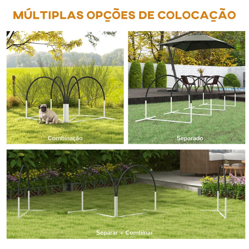 PawHut Conjunto de Treino de Agilidade para Cães de 4 Peças com Bolsa de Transporte 89x69x99 cm Preto