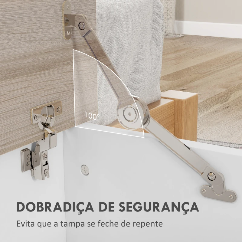 HOMCOM Baú de Armazenamento de Madeira Banco de Armazenamento Carga Máxima 60kg 100x40x40 cm Branco e Madeira