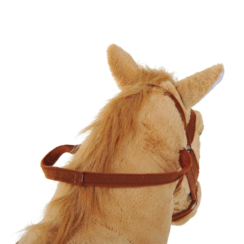 HOMCOM Cavalo de Brinquedo para Crianças de +3 Anos com Sons e Estrutura de Metal Carga 60kg 85x28x60 cm Bege