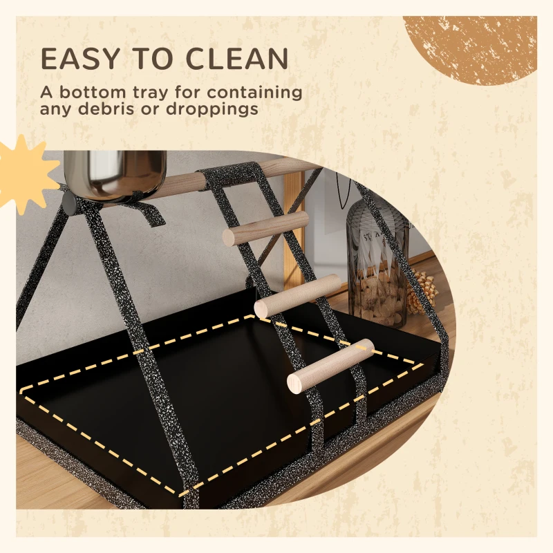 PawHut Portable Bird Stand Parrot Macaw Conure Cockatiel Playground Gym with Ladder Perch Removable Tray