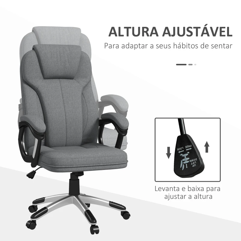 Vinsetto Cadeira de Escritório Giratória com Altura Ajustável Apoio para os Braços e Encosto Acolchoado de Linho Sintético 66x75x110-120 cm Cinza