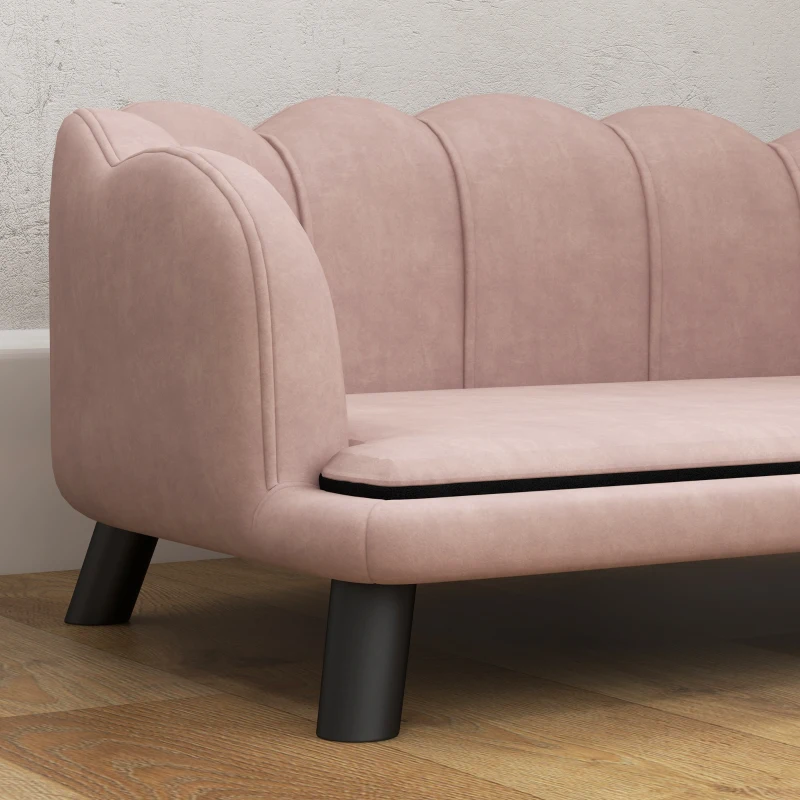 PawHut Huisdierensofa voor Middelgrote en Grote Honden tot 25 kg, Stevig Hout, Gepolsterd, Roze