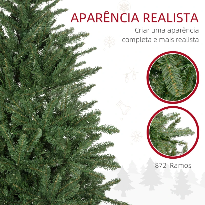 HOMCOM Árvore de Natal Artificial 180 cm com 310 Luzes LED 872 Ramos e Suporte de Metal Árvore Natalina para Interior Verde