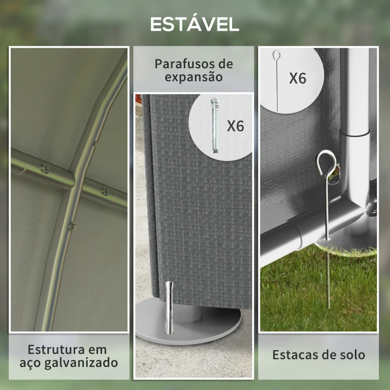 Outsunny Abrigo para Ferramentas Bicicletas e Motos 1,2x1,8x1,65 m Garagem Portátil com 2 Habitações Cinza Escuro