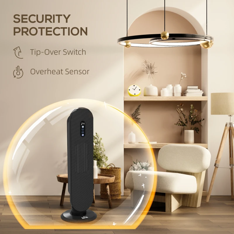 HOMCOM 45° Oscillating Ceramic Space Heater, with Remote - Black