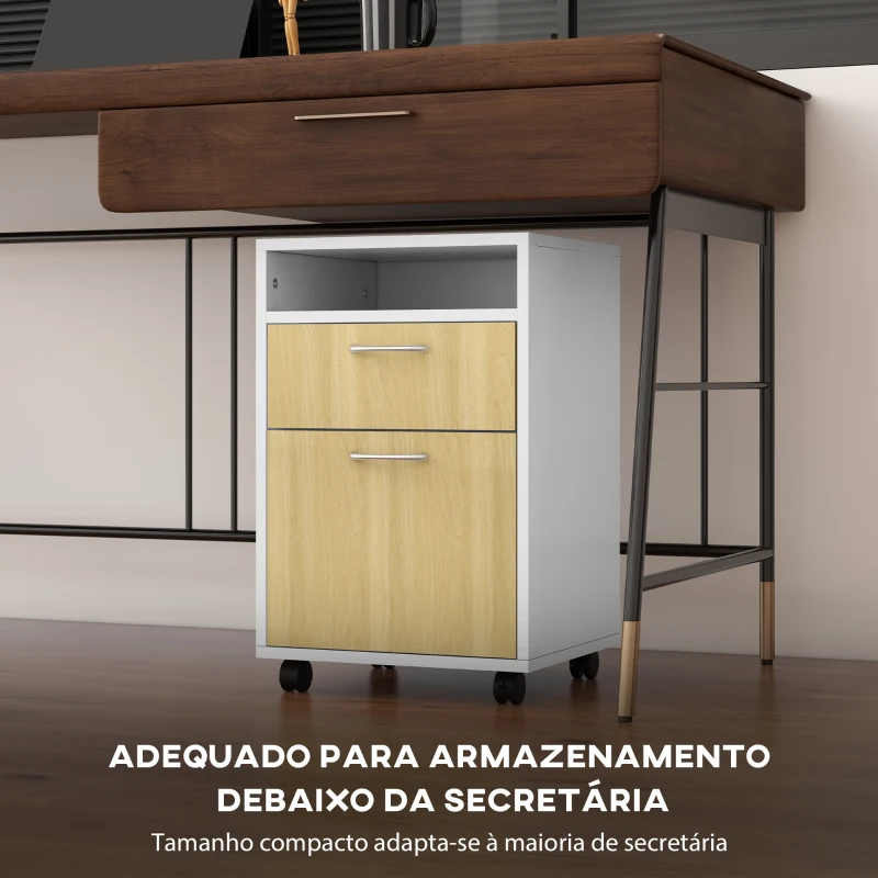 HOMCOM Bloco de Gavetas de Escritório com Armário e Gaveta Móvel Arquivador com Rodas Suporte para Impressora 40x35x60 cm Madeira