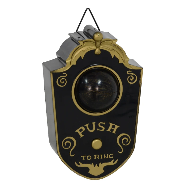 HOMCOM Halloween-deco, Deurbel met Horror-Oog, Geluid- & Aanraaksensor, Bewegend, Groen Licht