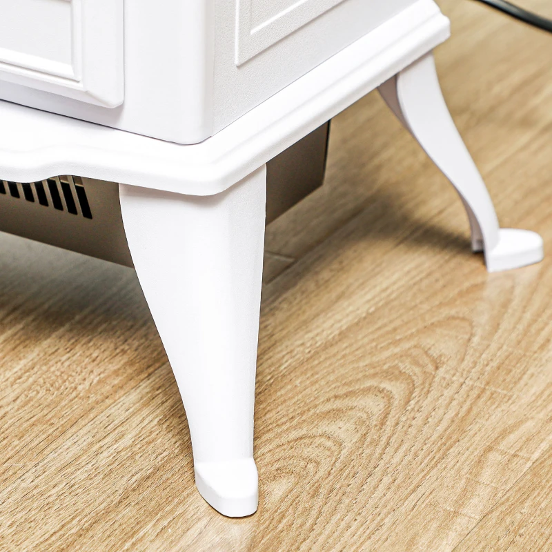 HOMCOM Lareira Elétrica Portátil Lareira Elétrica com Efeito de Chama Realista Potência 1000W/2000W 45x28,5x54 cm Branco