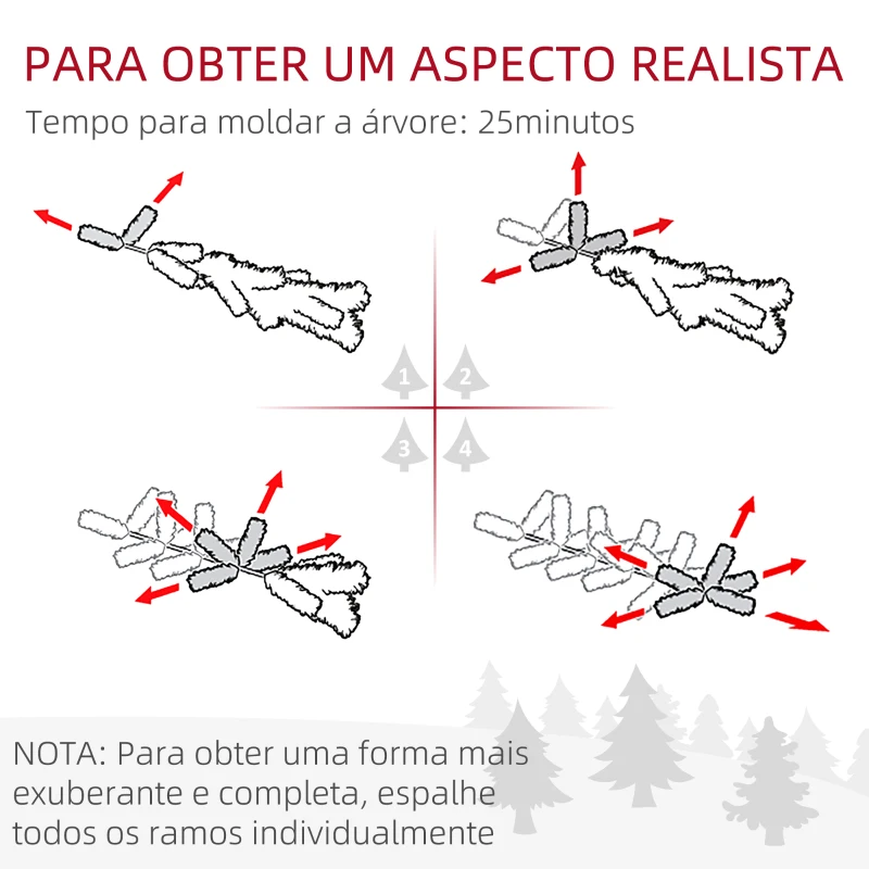 HOMCOM Árvore de Natal Artificial 150 cm com 220 Luzes LED 588 Ramos Árvore Natalina para Interior Verde