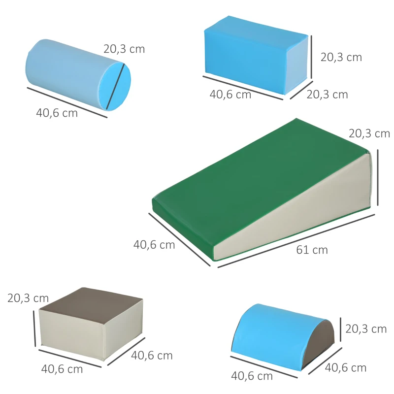 HOMCOM Conjunto de 5 Blocos de Psicomotricidade para Crianças Blocos de Construção Brinquedo para Aprendizagem Multicor