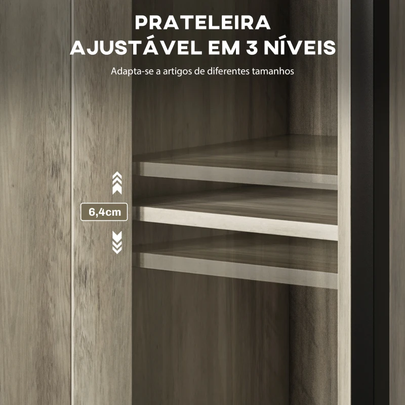 HOMCOM Conjunto de 2 Mesas Auxiliares com Prateleira Ajustável Mesa de Cabeceira para Dormitório 34x30x80 cm Marom Acinzentado