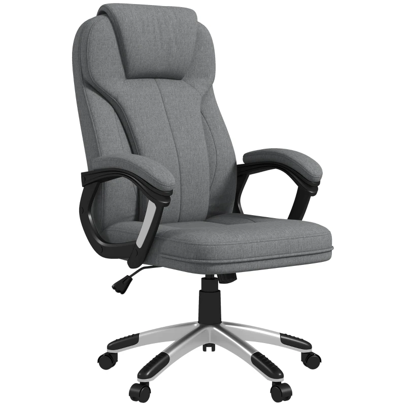 Vinsetto Cadeira de Escritório Giratória com Altura Ajustável Apoio para os Braços e Encosto Acolchoado de Linho Sintético 66x75x110-120 cm Cinza
