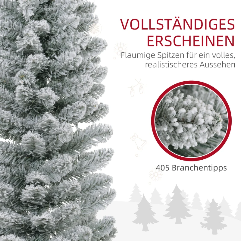 HOMCOM Kerstboom 210 cm, LED-Lichtslinger, Kunststof, Vlamvertragend, Metalen Basis, Groen