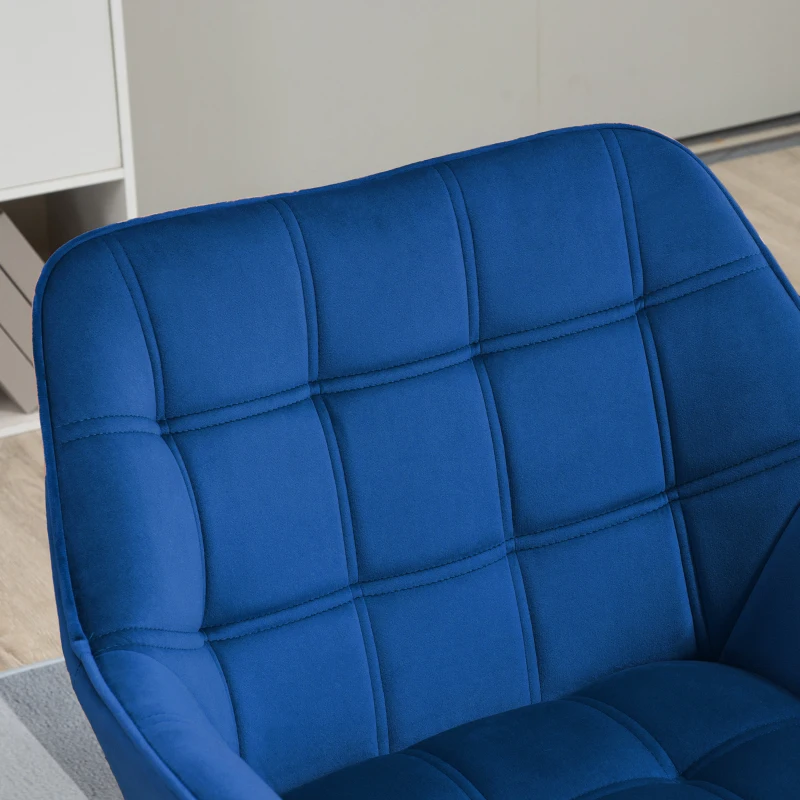HOMCOM Gestoffeerde stoel, Accentstoel, Scandi Design, Fluweellook, tot 120 kg, Rubberhout Poten, Blauw