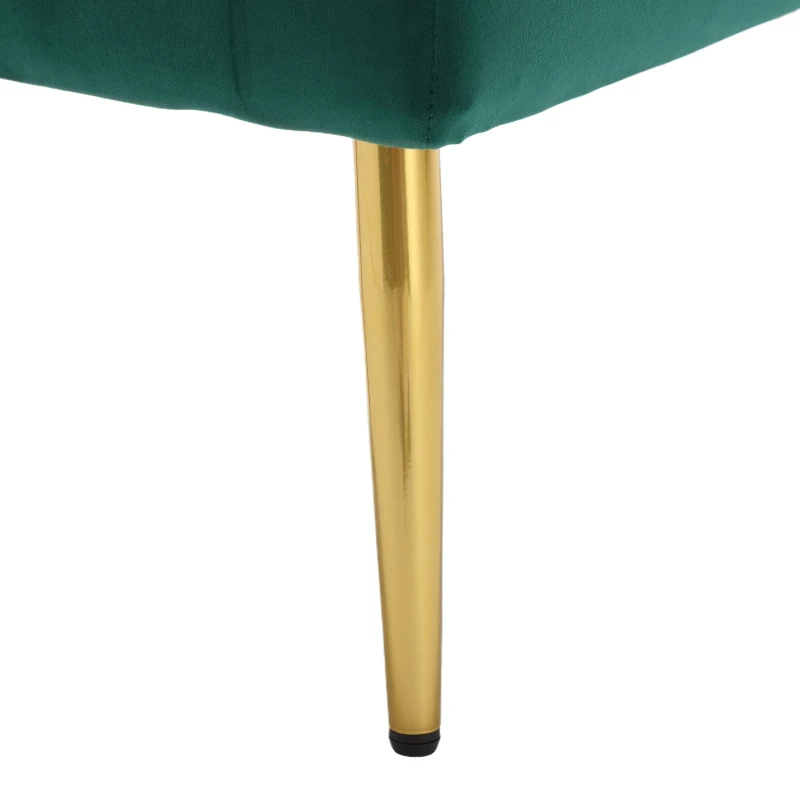 Panca moderna contenitore con gambe in metallo dorato, panca imbottita in velluto per camera da letto, soggiorno, salotto, Verde