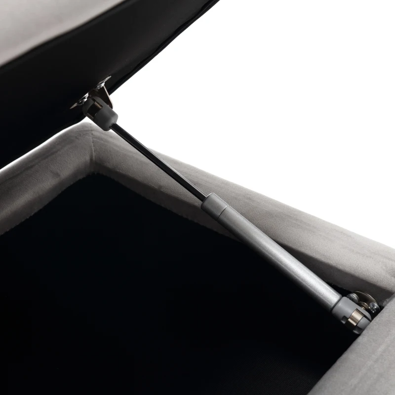 Panca moderna contenitore con gambe in metallo dorato, panca imbottita in velluto per camera da letto, soggiorno, salotto, Grigio