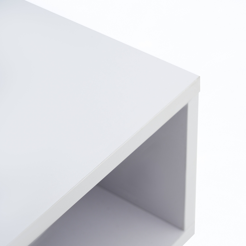 Multifunctional Square Coffee Table with Storage Spaces, High-Gloss Finish, Modern Sofa Table for Living Room, Sitting Room, 70x70x35 cm, White