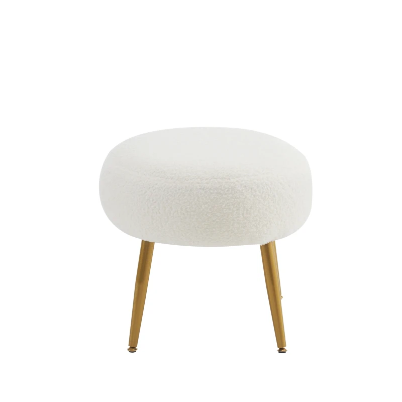 Boucle Snuggle Chair with Footstool Set, Fuzzy Tub Chair Lounge Chair with Footrest for Living Room, Bedroom, Study, 74.5x67x73 cm, White