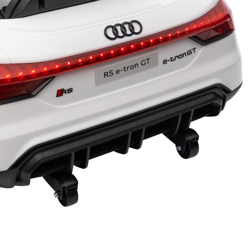 HOMCOM Kinder-Elektroauto Audi RS e-tron GT mit Sicherheitsgurt, Fernbedienung, Scheinwerfern, Musikfunktion, weiß, 103 x 58 x 41cm