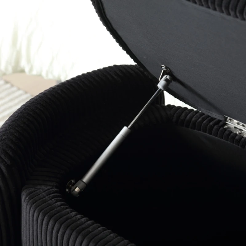 Panca contenitore moderna in velluto a righe per soggiorno, ingresso, camera da letto, Nero