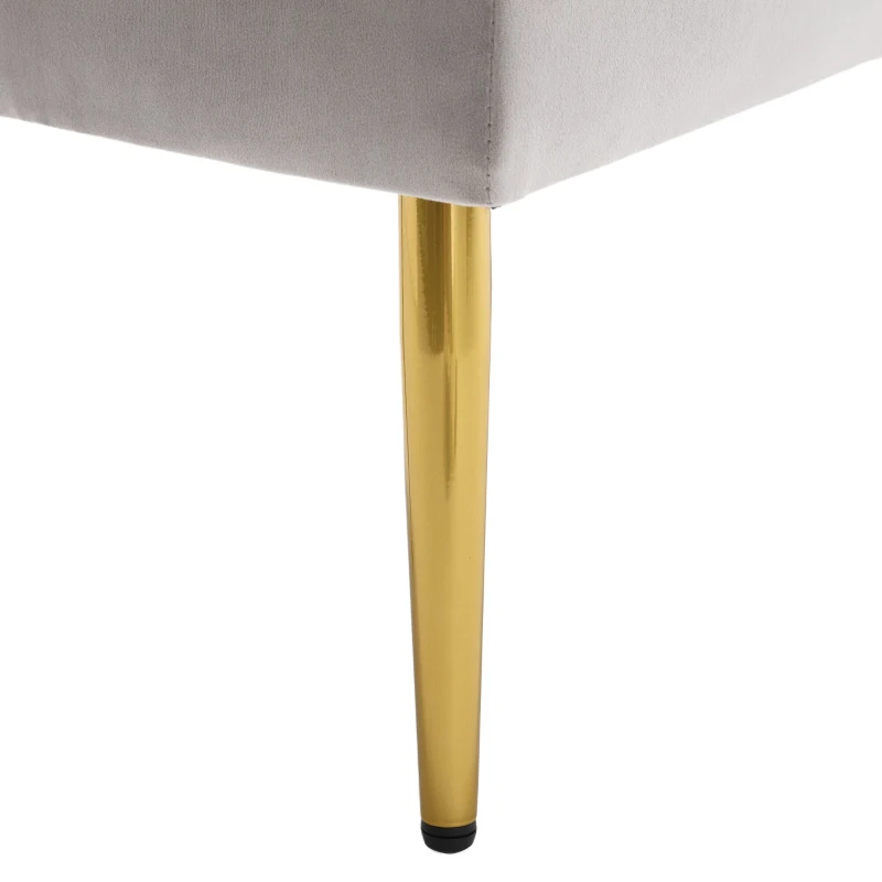 Panca moderna contenitore con gambe in metallo dorato, panca imbottita in velluto per camera da letto, soggiorno, salotto, Grigio