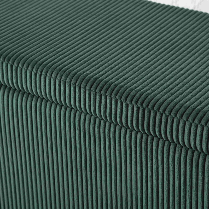 Panca contenitore moderna in velluto a righe per soggiorno, ingresso, camera da letto, Smeraldo