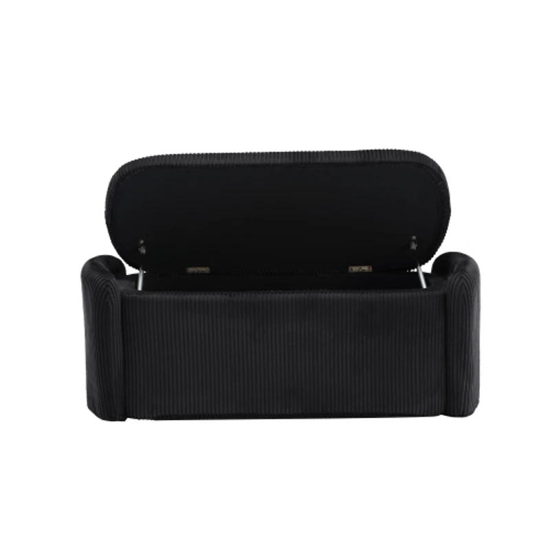 Panca contenitore moderna in velluto a righe per soggiorno, ingresso, camera da letto, Nero