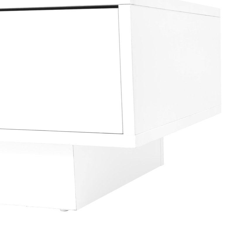 Modern High Gloss TV Units with Storage Drawers, LED Lights, TV Cabinet for Living Room, Bedroom, 160x38x50.5 cm, White