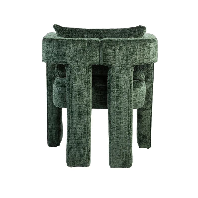 Poltrona lounge moderna in Chenille con braccioli cavi e cuscino, per soggiorno e sala da pranzo, Smeraldo