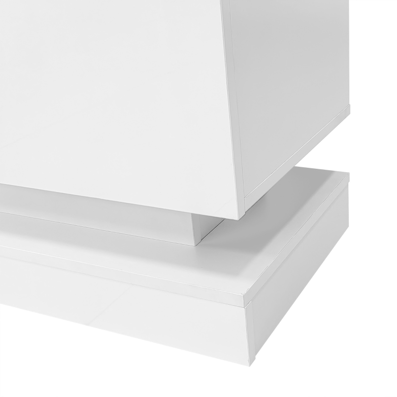 TV Table with 16-color LED Lights & 4 Dynamic Modes, High Gloss Front Panel & 2 Drawers, Up to 79 TV Size - White