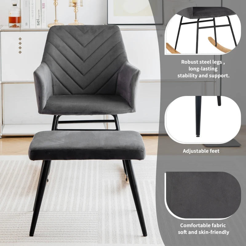 Comfy Chairs with Footstool and Adjustable Manual Swivel Base, Swivel Recliner Armchair for Living Room, 56.5x44x84 cm, Grey