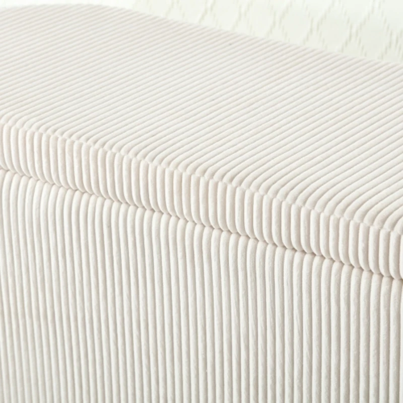 Panca contenitore moderna in velluto a righe per soggiorno, ingresso, camera da letto, Beige