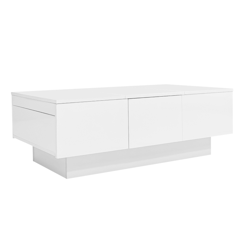 Modern Coffee Table with 2 Drawers and Large Storage Space, High Gloss Finish, Ideal for Living Rooms, 100x55x35 cm, White