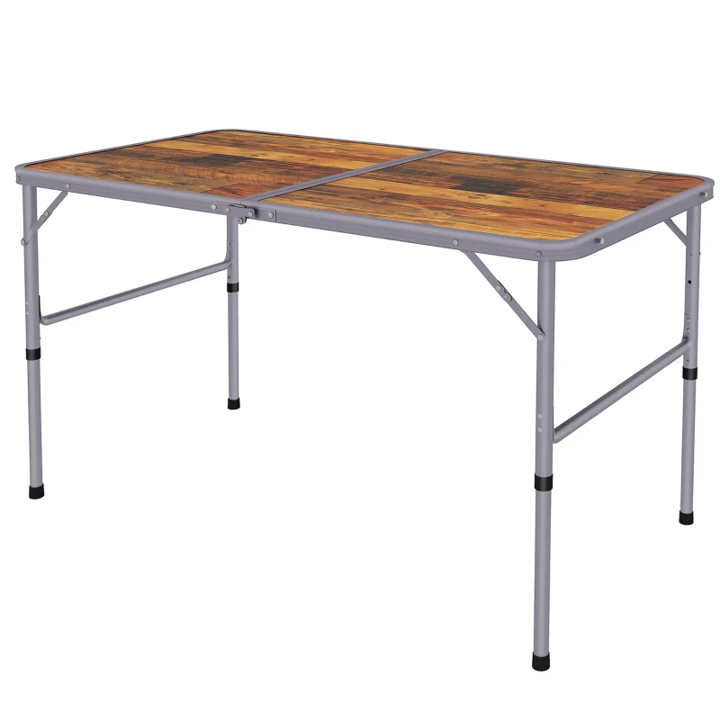 Outsunny 3ft Folding Camping Table Height Adjustable Aluminium Outdoor Garden Party Picnic BBQ Trestle Table Field Kitchen
