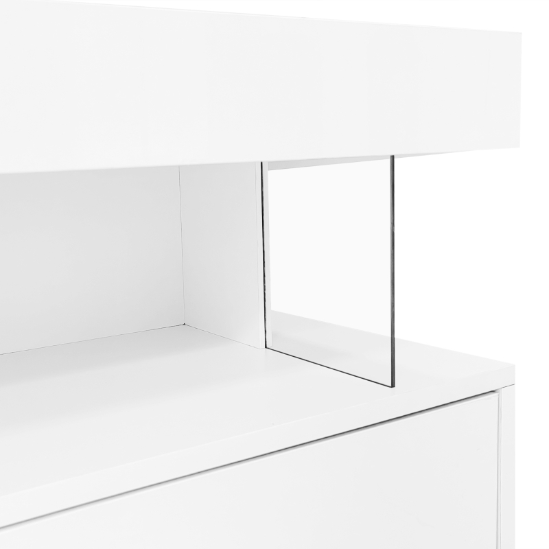 Modern High Gloss TV Units with Storage Drawers, LED Lights, TV Cabinet for Living Room, Bedroom, 160x38x50.5 cm, White