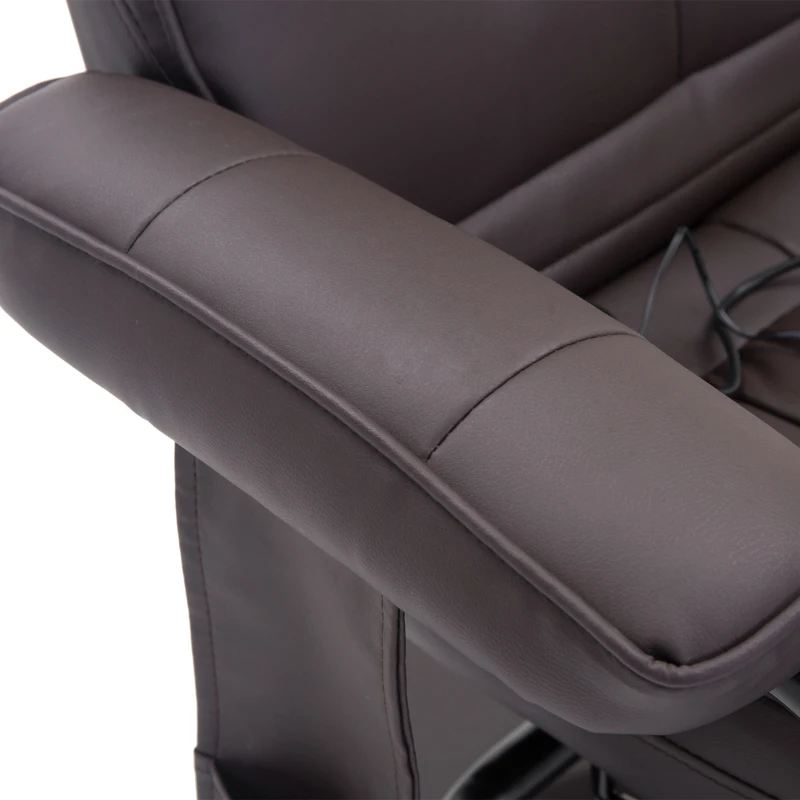 HOMCOM Massagesessel Relaxstoel, inclusief voetenbank, met 10 vibratiepunten en 1 afstandsbediening, 77 cm x 84 cm x 95 cm, bruin