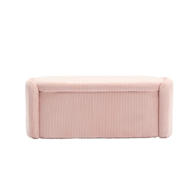 Panca contenitore moderna in velluto a righe per soggiorno, ingresso, camera da letto, Rosa